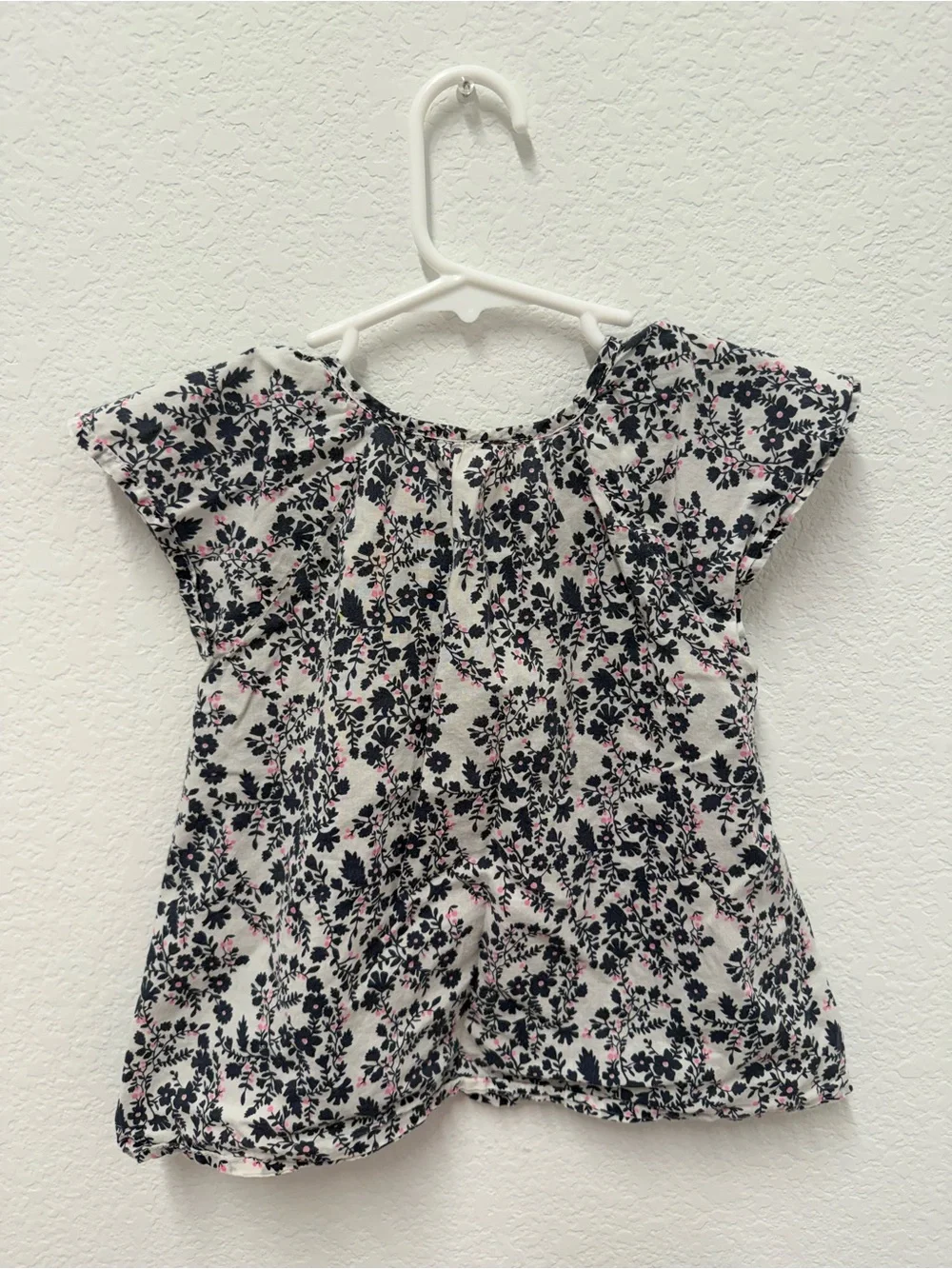 OshKosh B'gosh Cream Floral Button-Front Top with Navy & Pink Accents